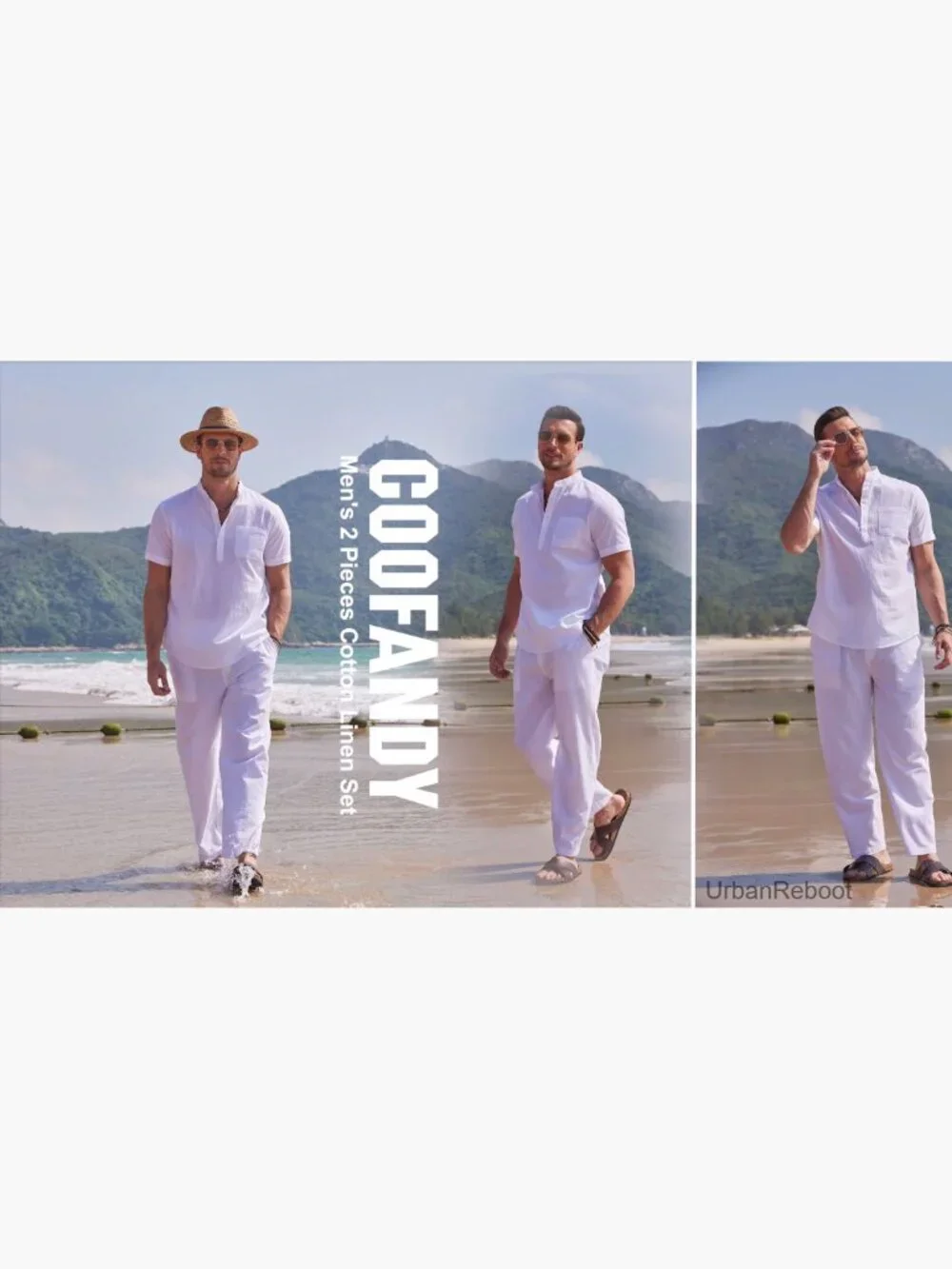 Men's 2 Piece Cotton Linen Set Casual Short Sleeve Henley Beach Yoga Outfits